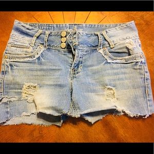Amethyst Jeans, Women’s distressed denim shorts